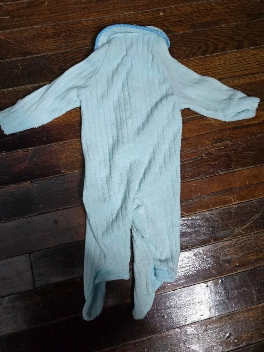 Vintage Baby Blue Mouse Long Sleeve One Piece Baby Outfit